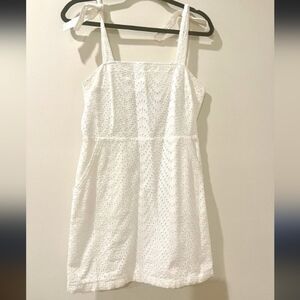 Express Coquette Girl Eyelet Lined Adjustable Bow Tie Straps Shift Mini Sundress